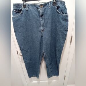Lee Plus Sz 26W Straight Leg Denim Blue Jeans 28" Inseam Side Elastic Waistband
